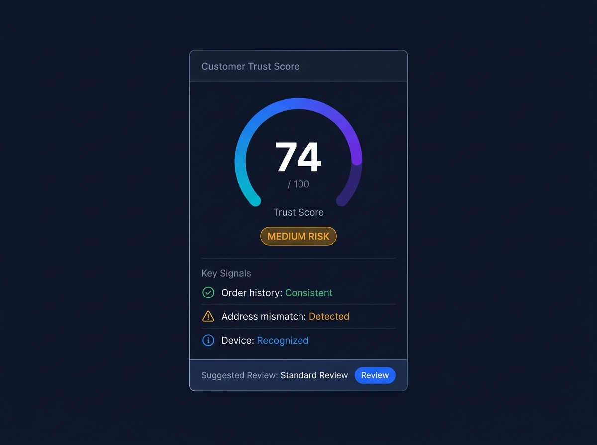 Aperçu du tableau de bord Zenzas Customer Trust Score